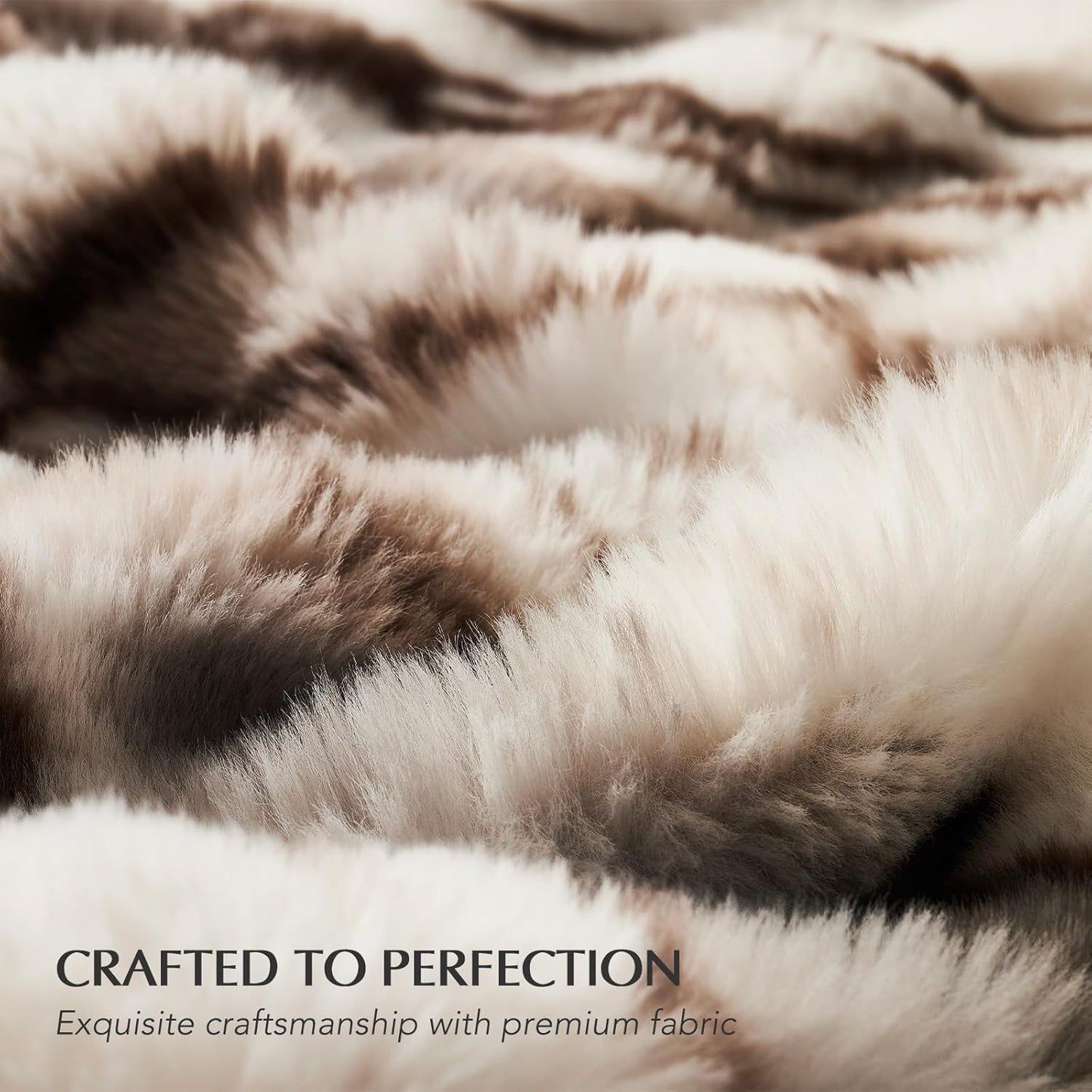 EVERGRACE Ultra Soft Luxury Fluffy Ridgeline Faux Rabbit Fur Throw Blanket, Thick Warm Bubble Throw for Bed, Cozy Plush Reversible Blankets for Couch, Chair, Sofa, Beige & Gray, 60x80 Inches, 870 GSM