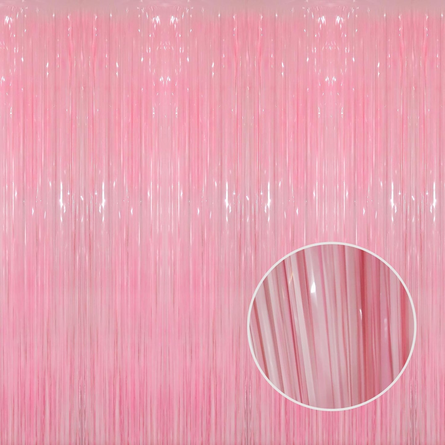 GOER 6.4 ft x 8.2 ft Metallic Tinsel Foil Fringe Curtains Party Photo Backdrop Party Streamers for Birthday,Graduation,New Year Eve Decorations Wedding Decor(2 Packs,Candy Pink)