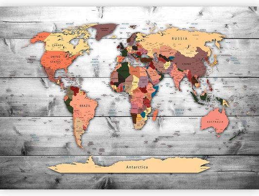 artgeist Wall Mural World Map 193x138 in - XXL Peel and Stick Self-Adhesive Wallpaper Removable Large Sticker Foil Wall Decor Print Picture Image Design Map of The World k-B-0009-a-c