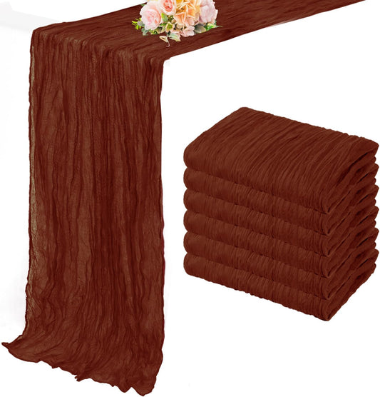 6 Pack Terracotta Cheesecloth Table Runner 10FT Boho Rustic Cheese Cloth Table Runner for Wedding 20 x 120 Inch Long Bridal Shower Baby Shower Gauze Fabric Sheer Birthday Party Table Decorations
