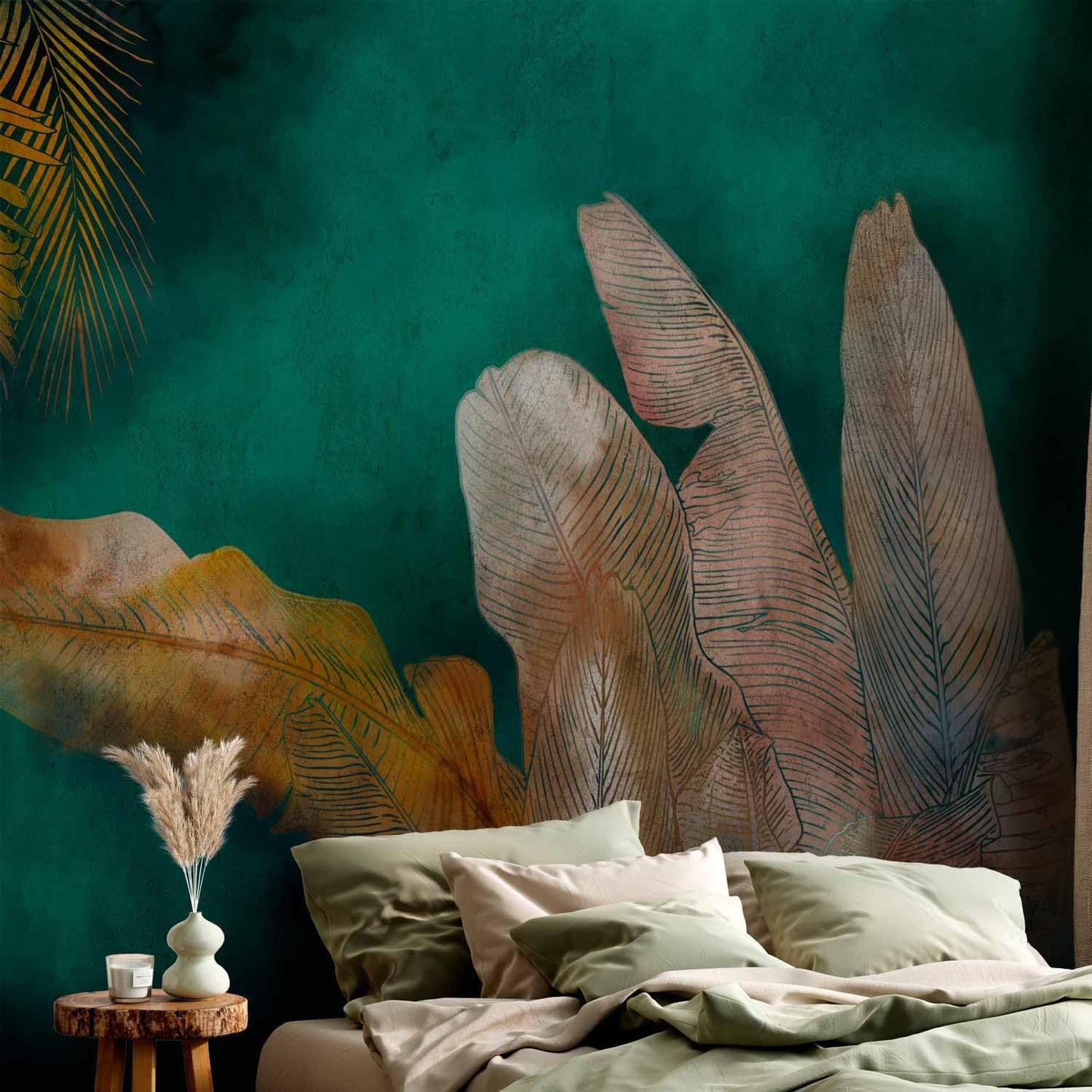 artgeist Wall Mural Jungle 135x101 in - XXL Peel and Stick Self-Adhesive Wallpaper Removable Large Sticker Foil Wall Decor Print Picture Image Design Leaves Green Yellow Nature b-A-0825-a-a