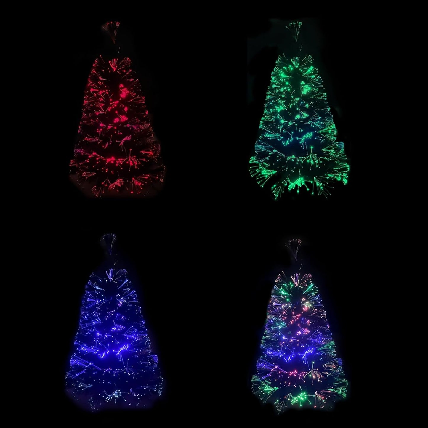 32 inch Green Pre-lit Small Fiber Optic Christmas Tabletop Tree with Gold Pot and Adaptor