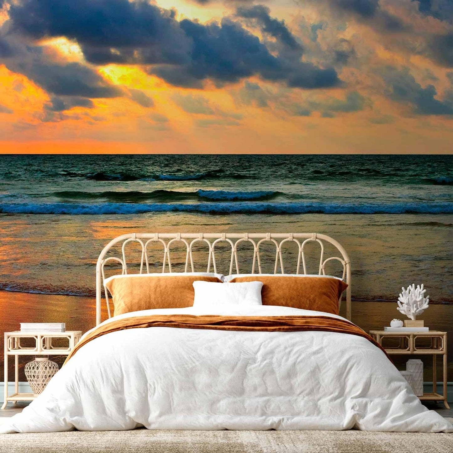 artgeist Premium Wall Mural Nature 216x98 in - Non-Woven Photo Wallpaper Art Print Fleece Wall Mural Decoration Water Waves Birds Sunset Landscape c-B-10179-a-a
