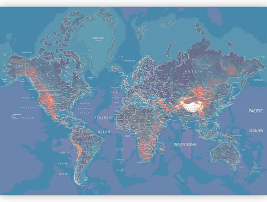 artgeist Premium Wall Mural World Map 157x110 in - XXL Non-Woven Wallpaper Fleece Wall Decor Photo Print Picture Image Design Home Map of The World k-A-0061-a-d