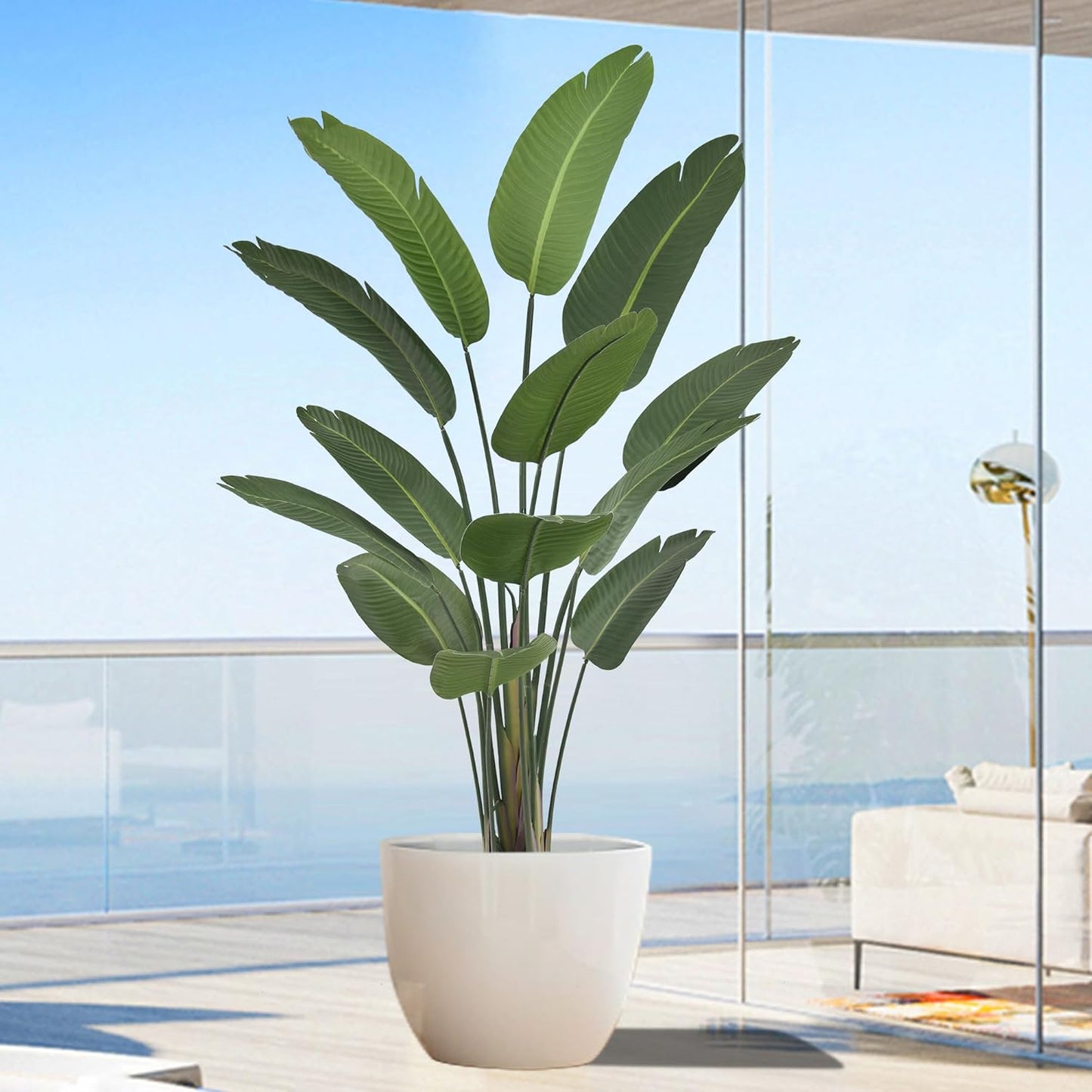 6FT Artificial Bird of Paradise Plant (72in) Tall Faux Tree with Realistic 13 Leaves, Fake Tropical Floor Potted Artificial Plants for Home Office Living Room Indoor Decor (6feet,1Pack)