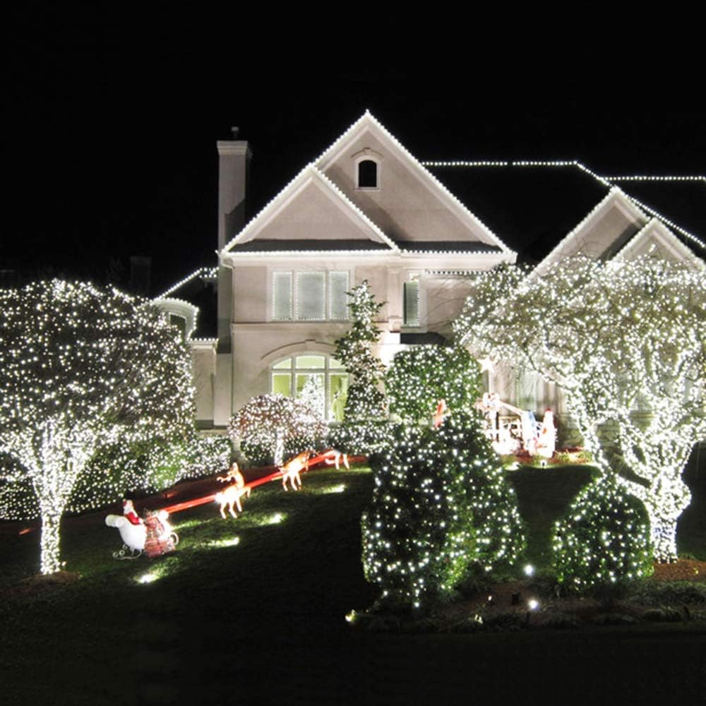 33FT 100 LEDs String Lights Waterproof Fairy Lights 8 Modes with Memory 30V UL Certified Power Supply for Home, Garden, Wedding, Party, Christmas Decoration Indoor Outdoor (Cool White)