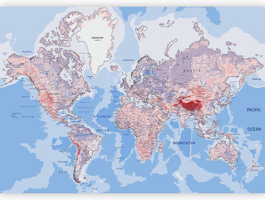 artgeist Premium Wall Mural World Map 138x101 in - XXL Non-Woven Wallpaper Fleece Wall Decor Photo Print Picture Image Design Home Map of The World k-A-0061-a-b