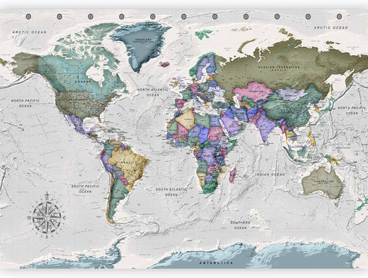 artgeist Premium Wall Mural World Map 157x110 in - XXL Non-Woven Wallpaper Fleece Wall Decor Photo Print Picture Image Design Home Map of The World k-A-0380-a-a