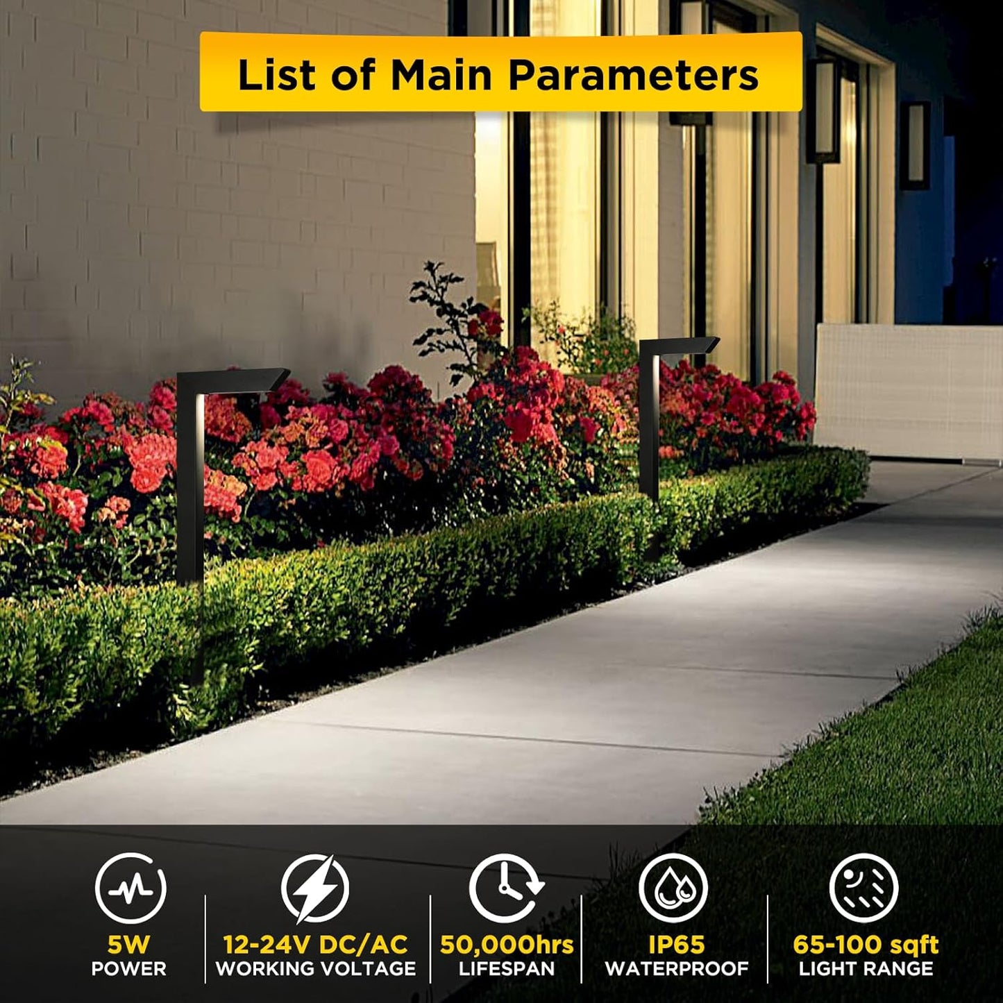 Gardencoin 3CCT LED Low Voltage Landscape Pathway Light, 12V Premium 3000K/4000K/5000K Selectable Path Lights Wired, Modern Walkway Lights Outdoor, Higher Housing with Larger Stake (19.71IN, 12pack)