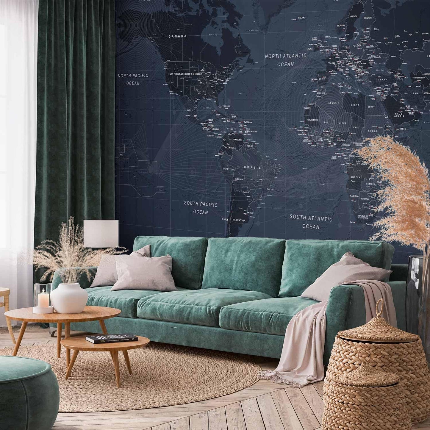 artgeist Wall Mural World Map 197x138 in - XXL Non-Woven Wallpaper Fleece Wall Decor Photo Print Picture Image Design Home Map of The World k-A-0123-a-a