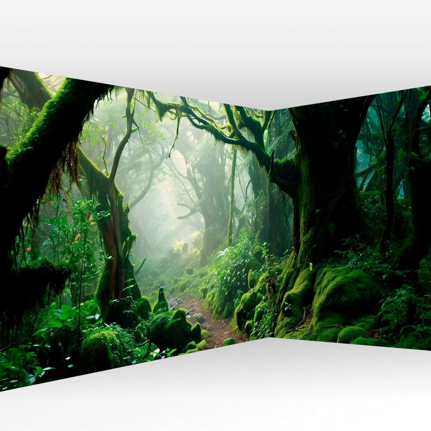 artgeist Wall Mural Peel and Stick Forest 212x98 in - XXL Self-Adhesive Corner Wallpaper Removable Large Sticker Foil Angle Wallpaper Trees Forest Moss Mystery c-B-10183-a-a