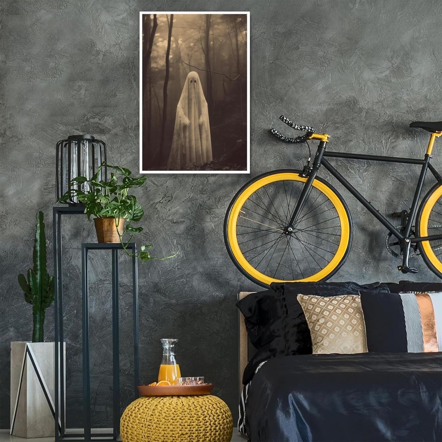 Ghost Forest Spooky Print Poster The Gothic Room Decor Creepy Picture Posters Dark Academia Aesthetic Family Prints Canvas Wall Art Home Apartment Decorations 12X16inch Unframed