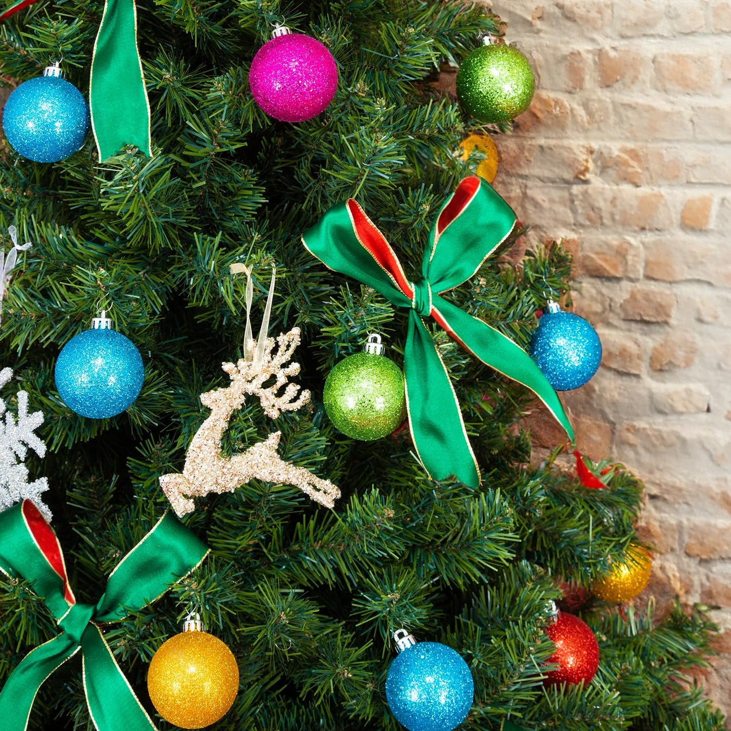 Every Day is Christmas Ornaments, Shatterproof Christmas Tree Ornament Set, Christmas Balls Decoration 50 Count (2.24"/57mm, Glitter Rainbow)