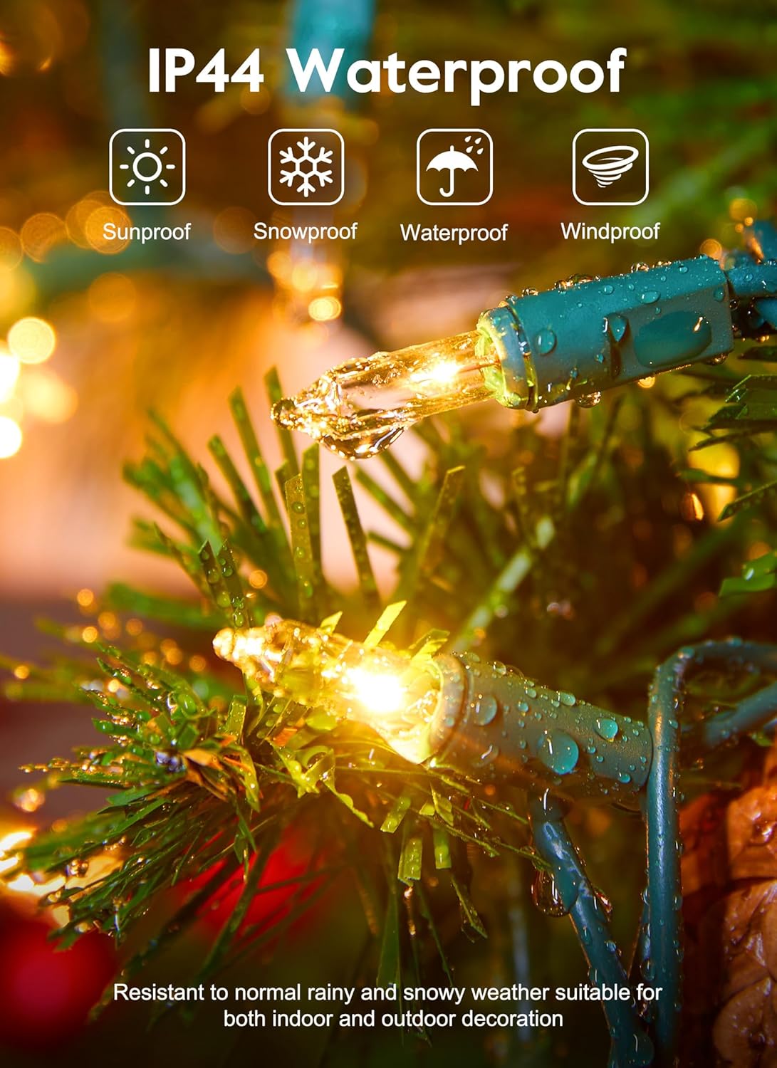 2 Pack Each 50 Count 12 Feet Clear Christmas Mini Lights - Green Wire Incandescent Bulb Mini String Lights for Indoor Holiday Xmas Tree Garland Birthday Wedding Party Festival Decoration