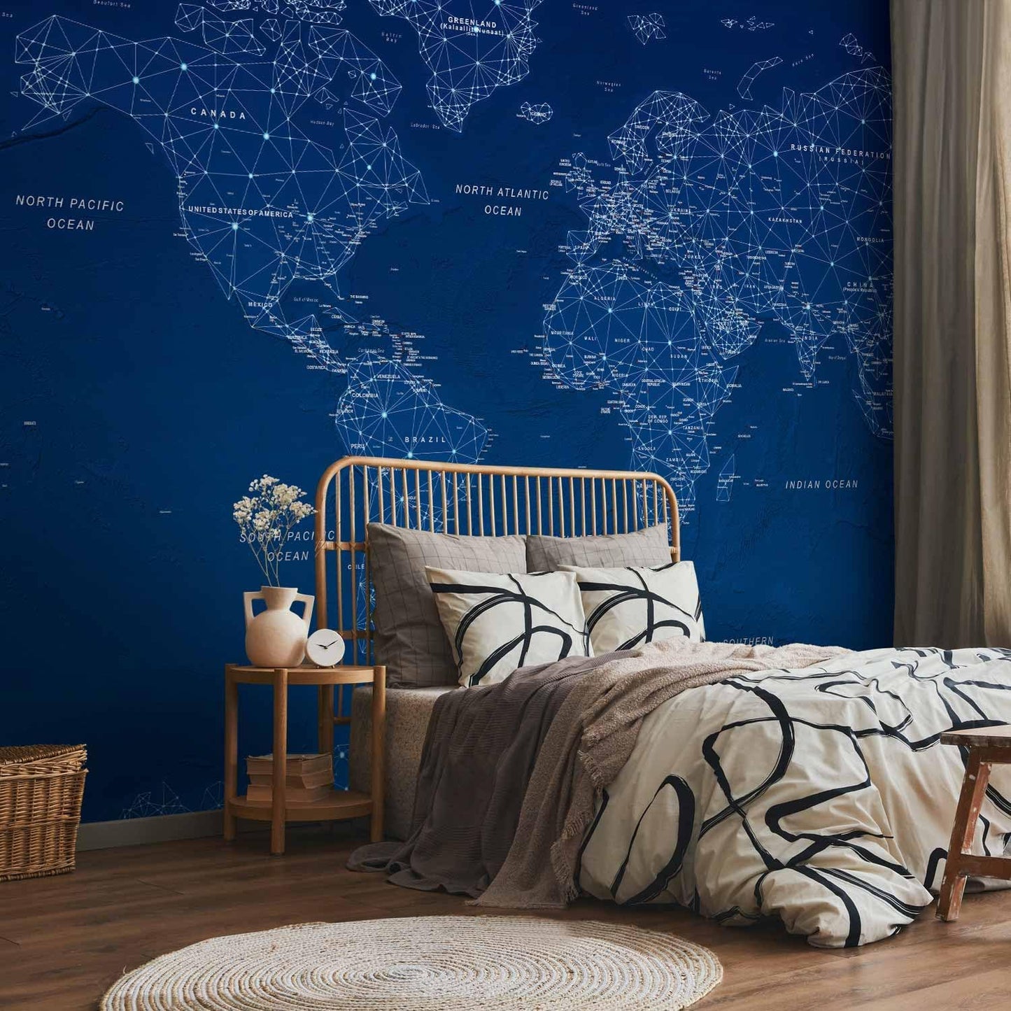 artgeist Wall Mural World Map 77x55 in - XXL Peel and Stick Self-Adhesive Wallpaper Removable Large Sticker Foil Wall Decor Print Picture Image Design Map of The World k-A-0125-a-a