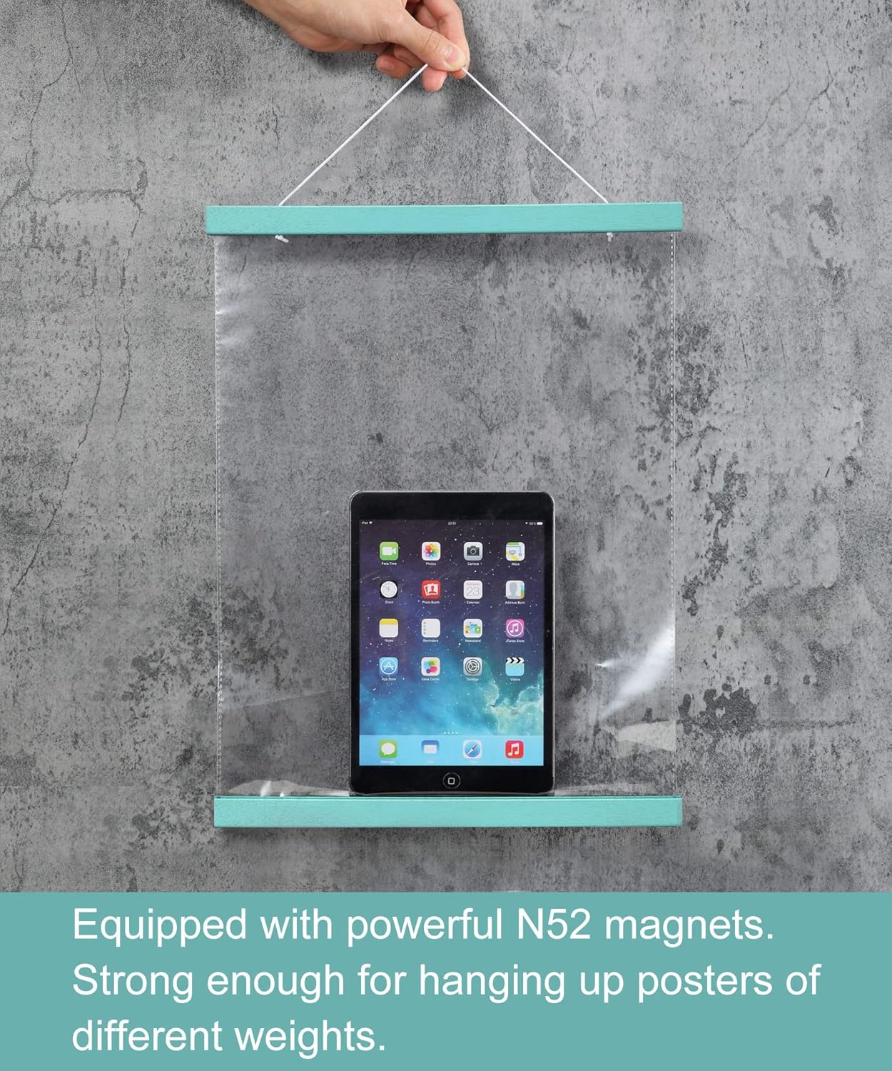 FALAMON Magnetic Poster Hanger Frame, 20x30 20x24 20x28 20x20 Solid Wood Magnetic Frame for Posters, Prints, Photos, Pictures, Maps, Scrolls, and Canvas Artwork (Light Blue, 20")