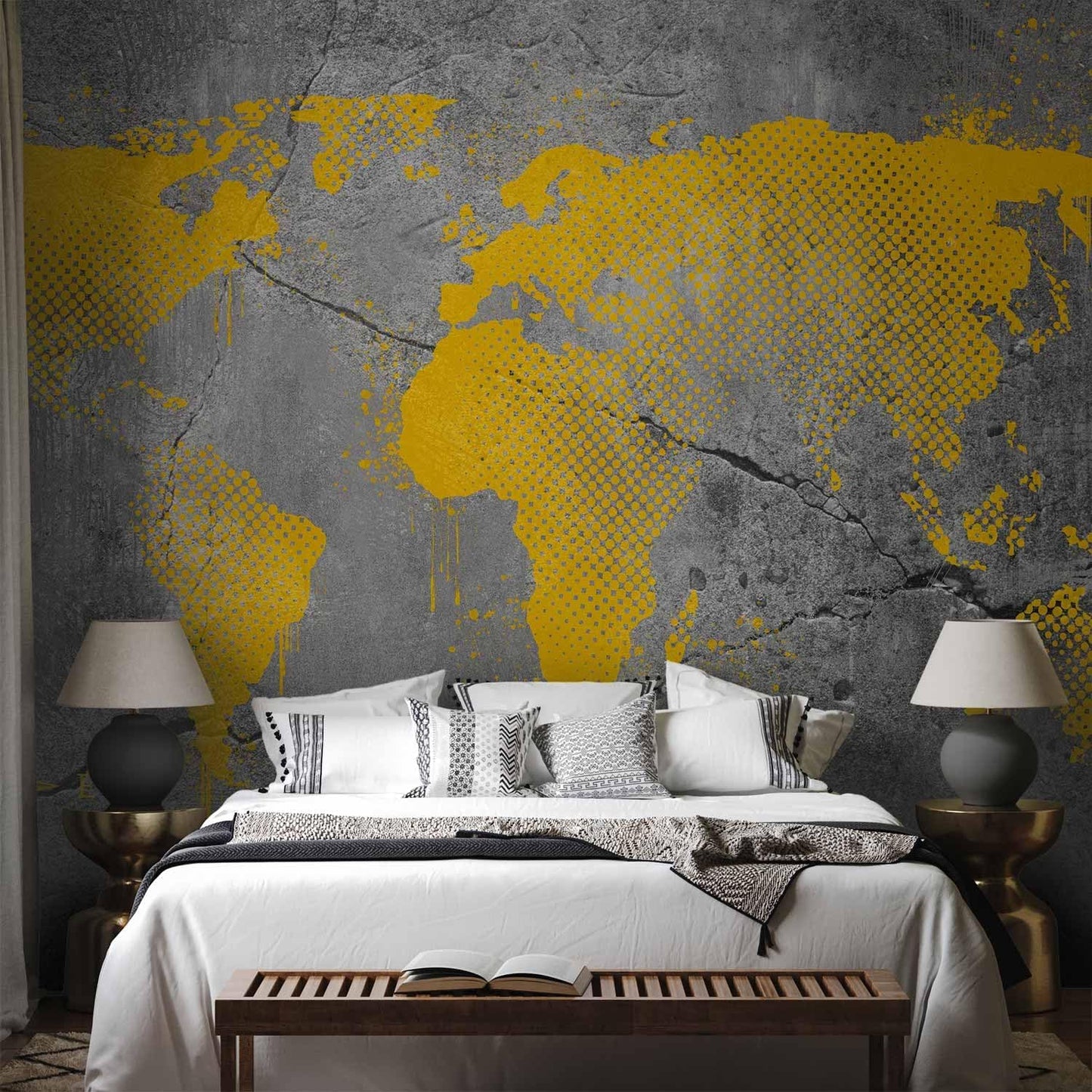 artgeist Premium Wall Mural World Map 79x55 in - XXL Non-Woven Wallpaper Fleece Wall Decor Photo Print Picture Image Design Map of The World k-A-0494-a-a