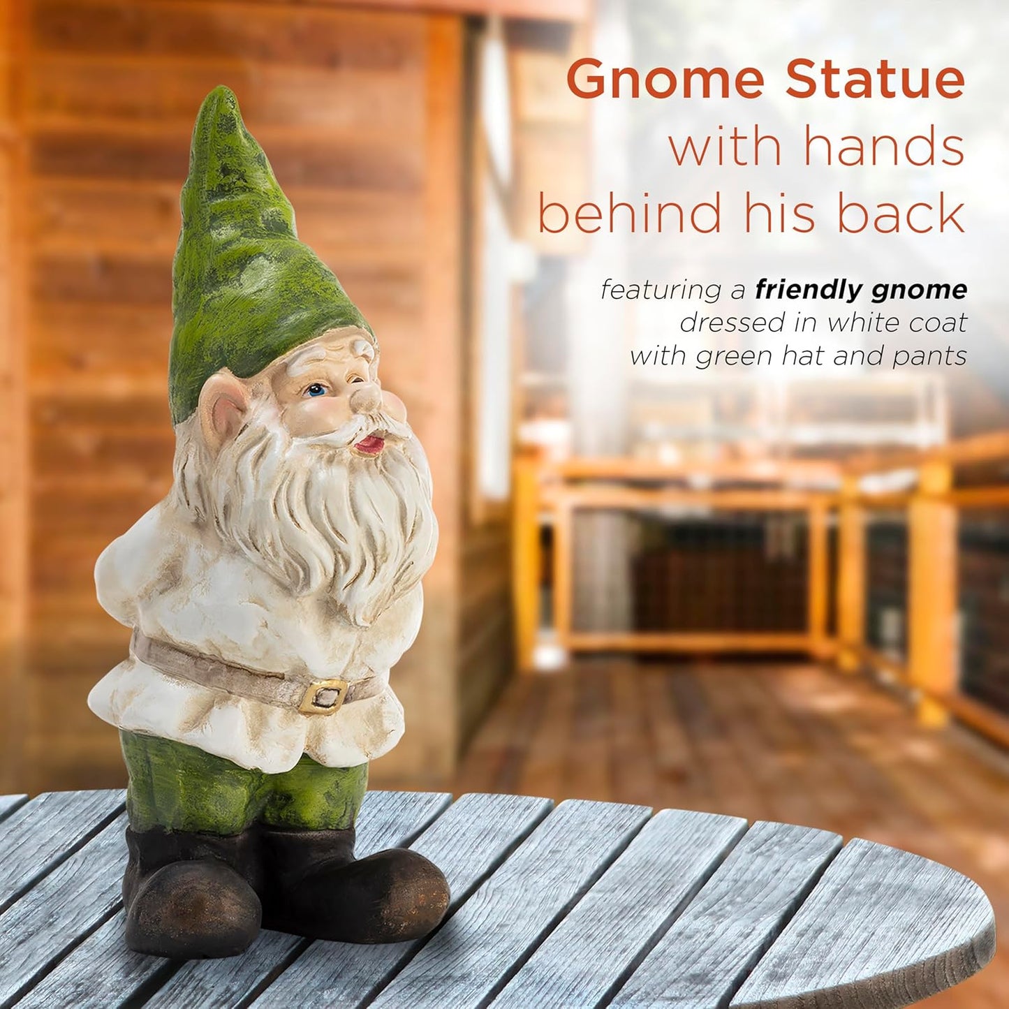 Alpine Corporation 12" Tall Traditional Outdoor Garden Gnome Yard Statue Decoration