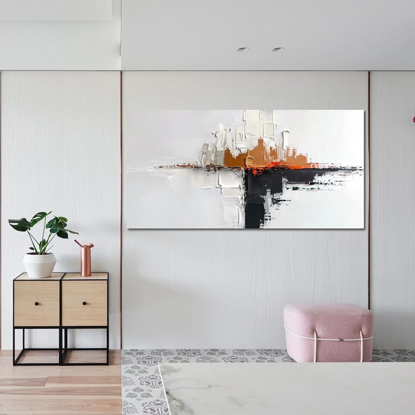 Abstract Large Wall Art Decor Modern Wall Art Pictures for Living Room Abstract Canvas Art Wall Decor Minimalist Black and White Wall Art Prints Artwork for Walls Bedroom Office Home Decor 24" X 48"