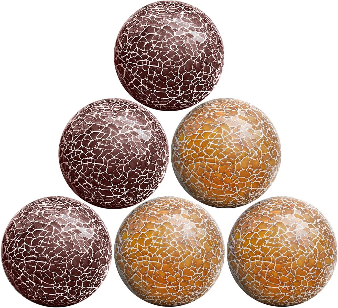 6 PCS 2.5inch Round Glass Mosaic Sphere Balls Set Living Room Table Bowls Vases Home Centerpieces Decorative Orbs Christmas Thanksgiving Wedding Party
