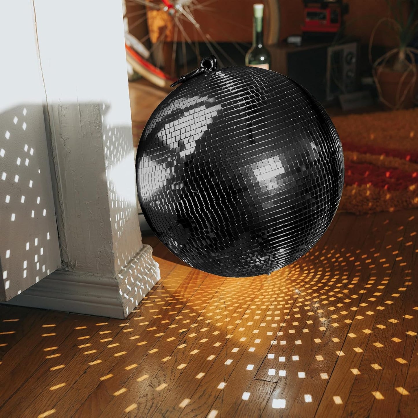 Art3dwallpanels 6 Pack Self Adhesive Glass Mirror Mosaic Disco Tiles Small Square Mirror Sticker for for DIY Disco Ball, Disco Cowboy Hat, Vase, Bottle, Interior Decoration, 2364 Pieces, Black