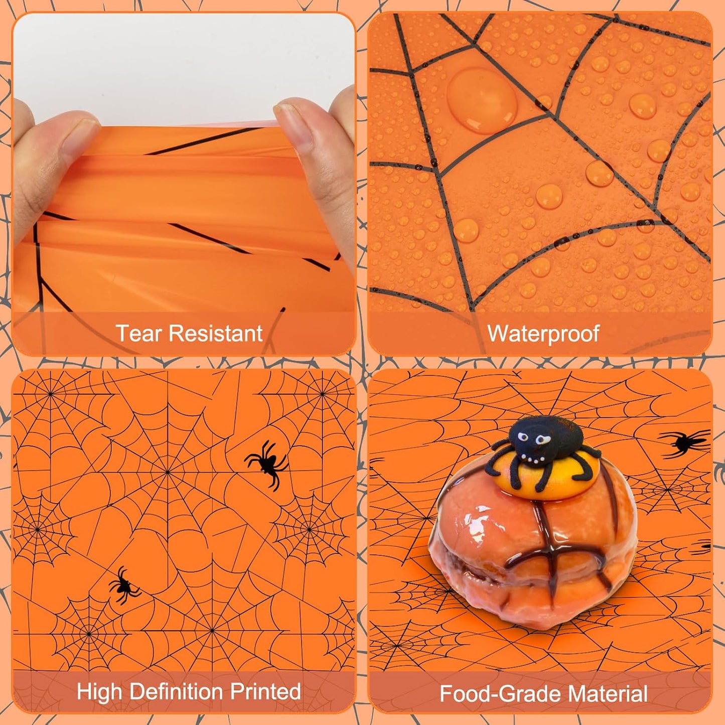 2 Pcs Halloween Tablecloth - Plastic Halloweens Spider Webs Table Cloth, Orange Disposable Rectangle Spiderweb Table Cover for Halloween Party Decorations Supplies Favors Tables Decor, 108 x 54 Inch