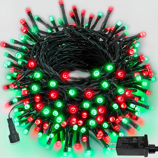 75.8 FT 200 LED Red and Green Christmas Lights Indoor Outdoor, Timer & Memory Function & 8 Modes, Extendable Green Wire, Waterproof Fairy Twinkle String Light for Xmas Tree Holiday Party Garden Yard