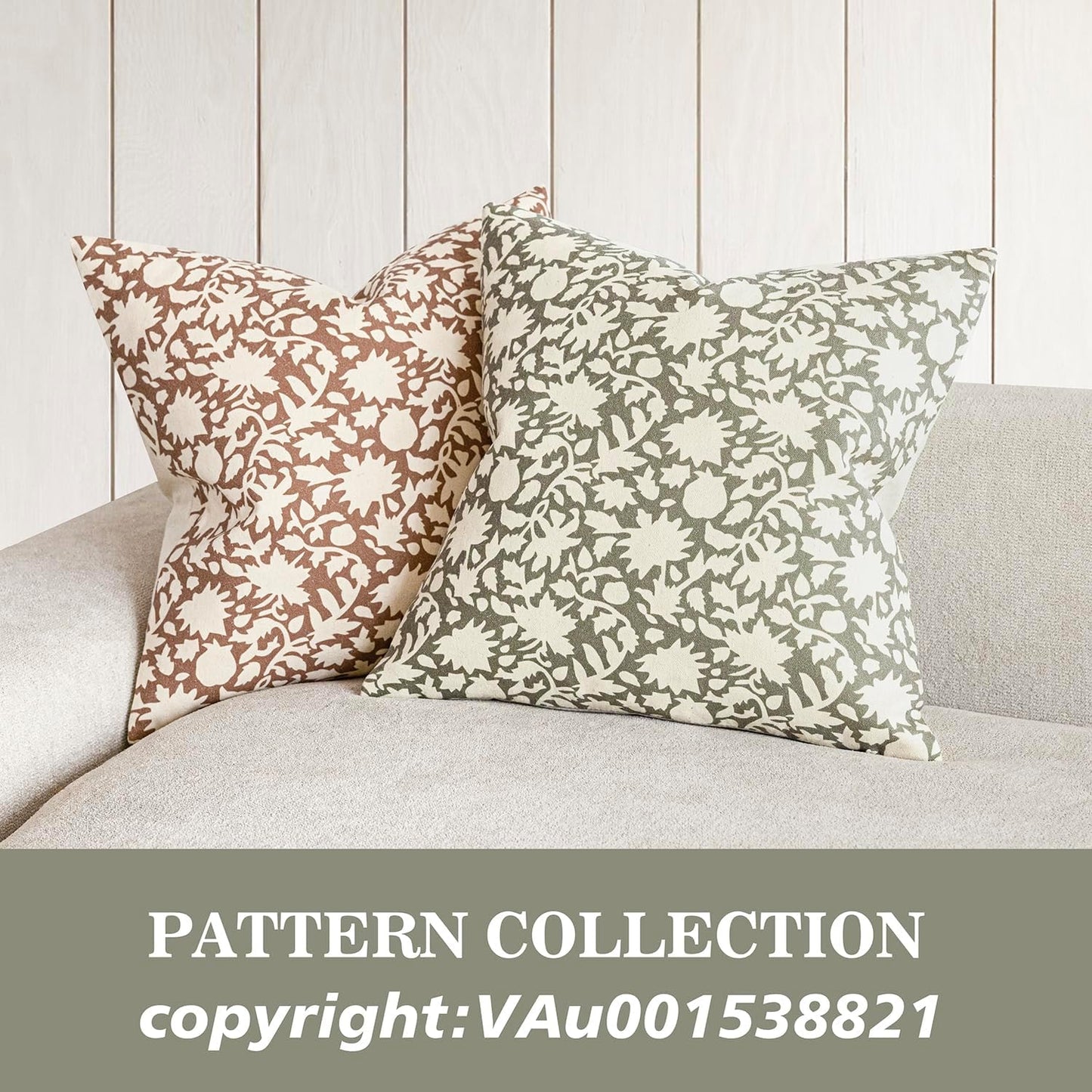 Foindtower Set of 2 Decorative Neutral Floral Throw Pillow Covers Accent Farmhouse Cushion Covers Boho Vintage Pillowcase for Couch Sofa Bedroom Living Room Home Decor Outdoor,22×22 Inch,Sage Green