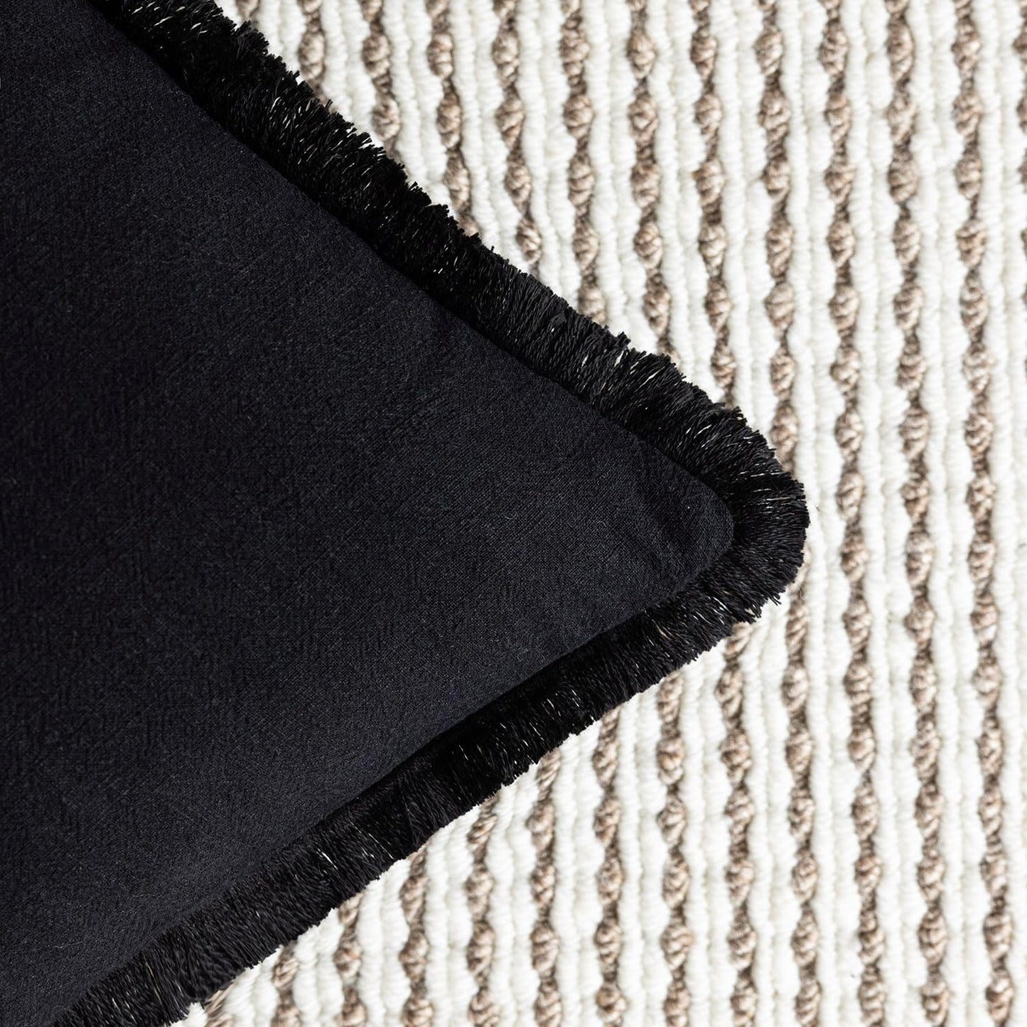 Foindtower Set of 2 Decorative Linen Fringe Throw Pillow Covers Boho Farmhouse Cushion Cover with Tassels Lumbar Accent Pillowcase for Bed Couch Sofa Living Room Home Bedroom Decor, 12×24 Inch, Black