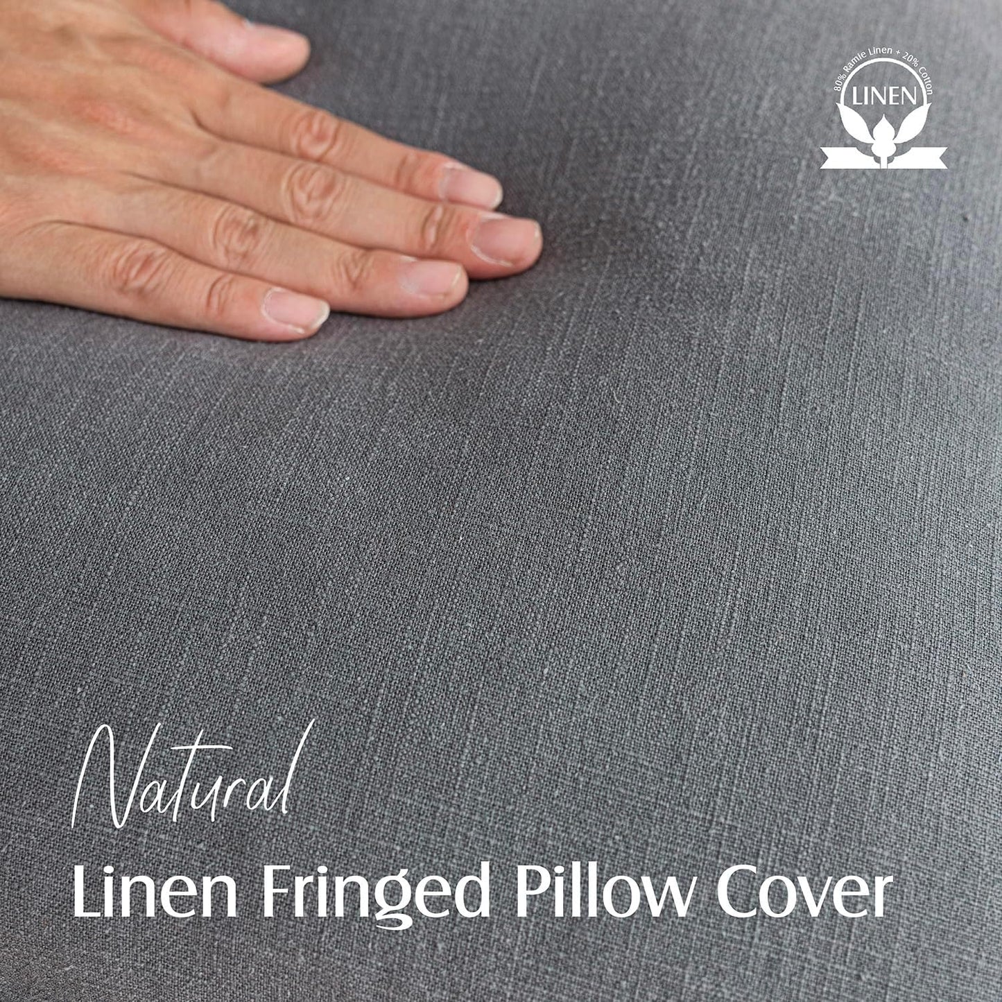 Foindtower Set of 2 Decorative Linen Fringe Lumbar Throw Pillow Covers Boho Farmhouse Cushion Cover with Tassels Soft Accent Pillowcase for Couch Sofa Bed Living Room Home Decor,12×20 Inch,Gray