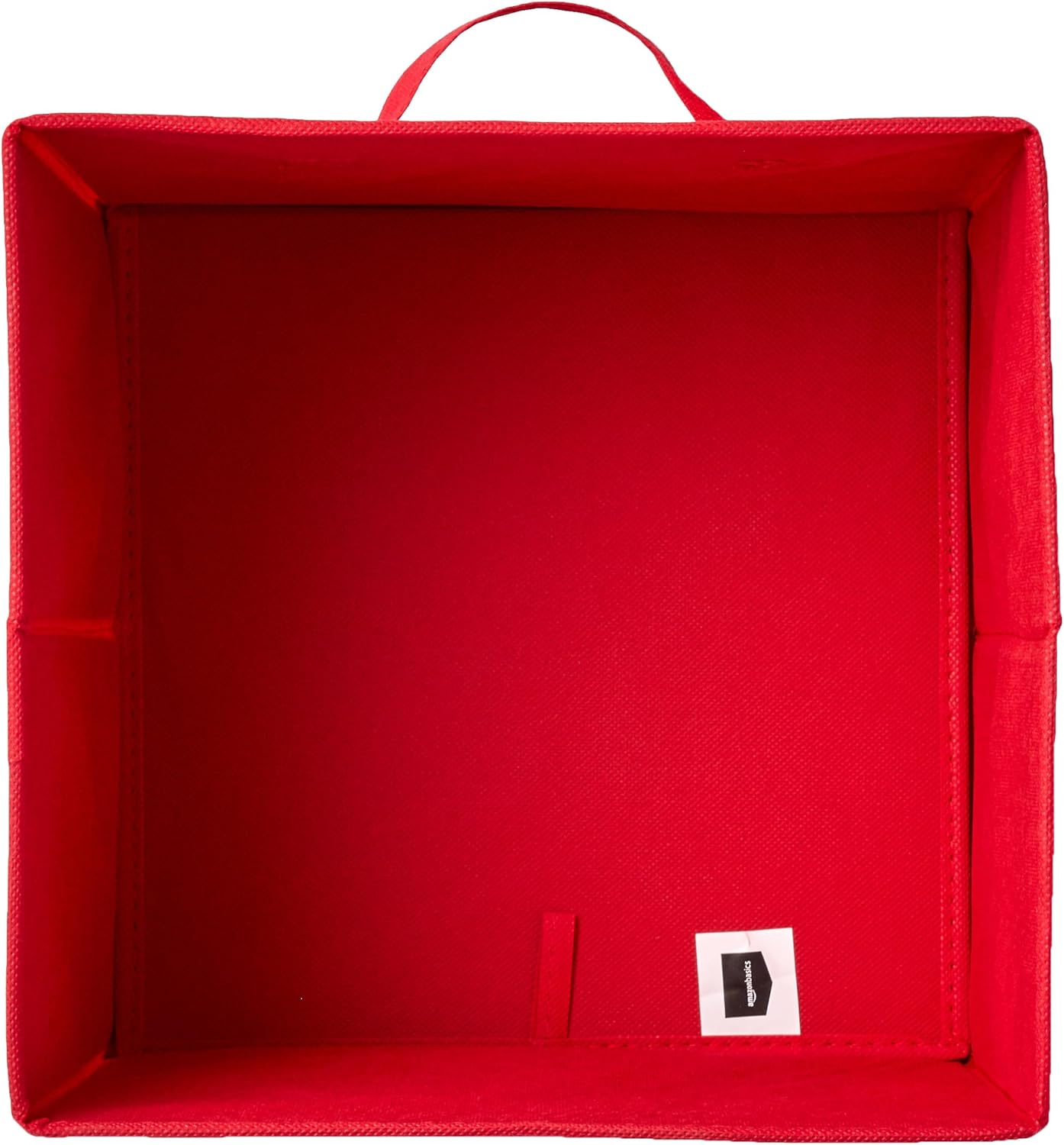 Amazon Basics Cube Organizer Storage Bins Handles, Collapsible Fabric, Pack of 6, 10.5"x10.5"x11", Red