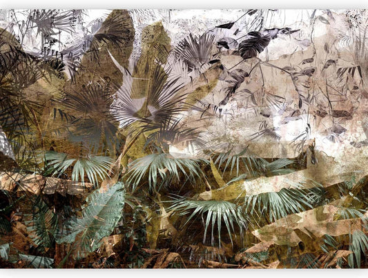 artgeist Wall Mural Tropical Leaves 138x101 in - XXL Non-Woven Wallpaper Fleece Wall Decor Photo Print Picture Image Design Jungle Nature Palm Leaves Like Painted b-C-0789-a-a