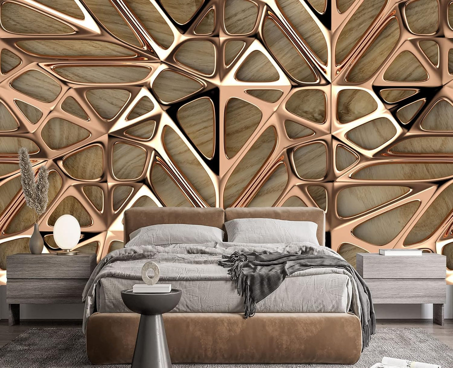 3D Metal Wall Mural Wallpaper for Bedroom 178" x 117"