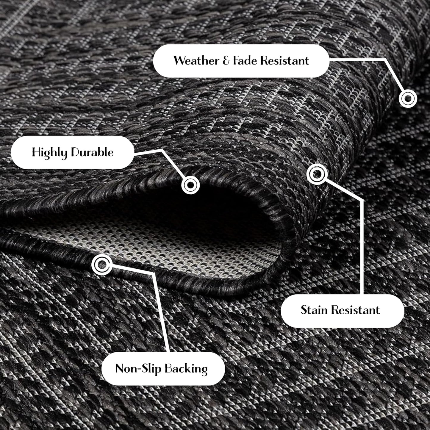 Adiva Rugs Outdoor Indoor Area Rug, Weather Resistant, Easy to Clean, Stain Resistant Floor Mat for Dining Room, Backyard, Deck, Patio (Pebble Weiss, 6' x 9')