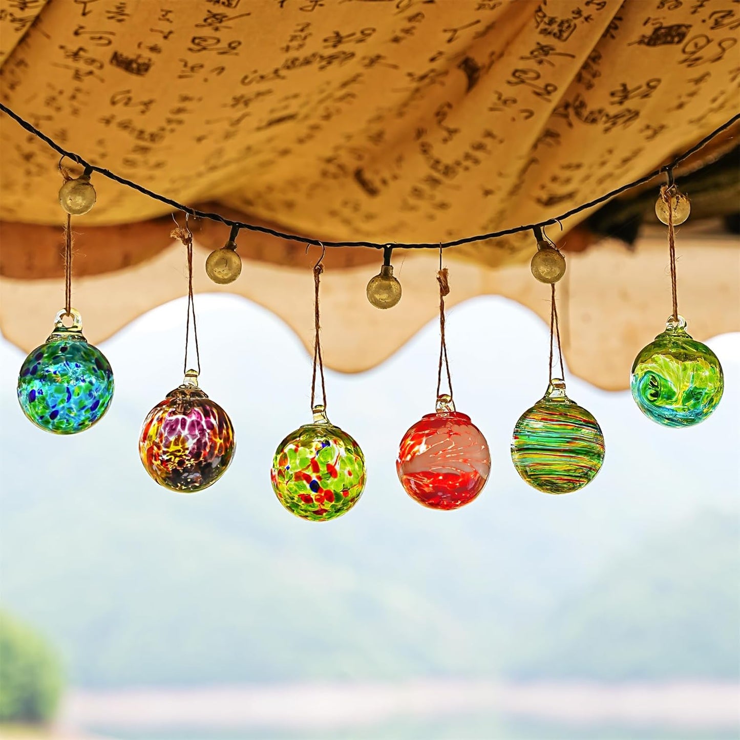 6pcs Hand-Blown Glass Christmas Ornaments Balls Hanging Friendship Balls Glass Witches Ball Gazing Ball for Home Window Outdoor Garden Patio Décor Gifts for mom