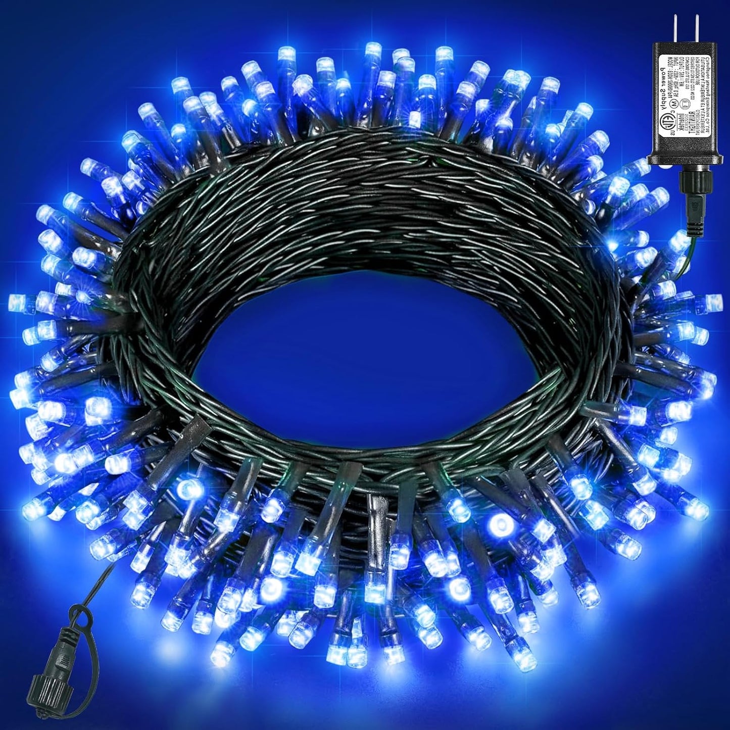 40FT 120 LED Christmas Lights Outdoor, Green Wire Christmas Tree Lights with 8 Modes & Waterproof, Connectable Plug in String Light for Indoor Bedroom Yard Party Wedding Decorations, Blue