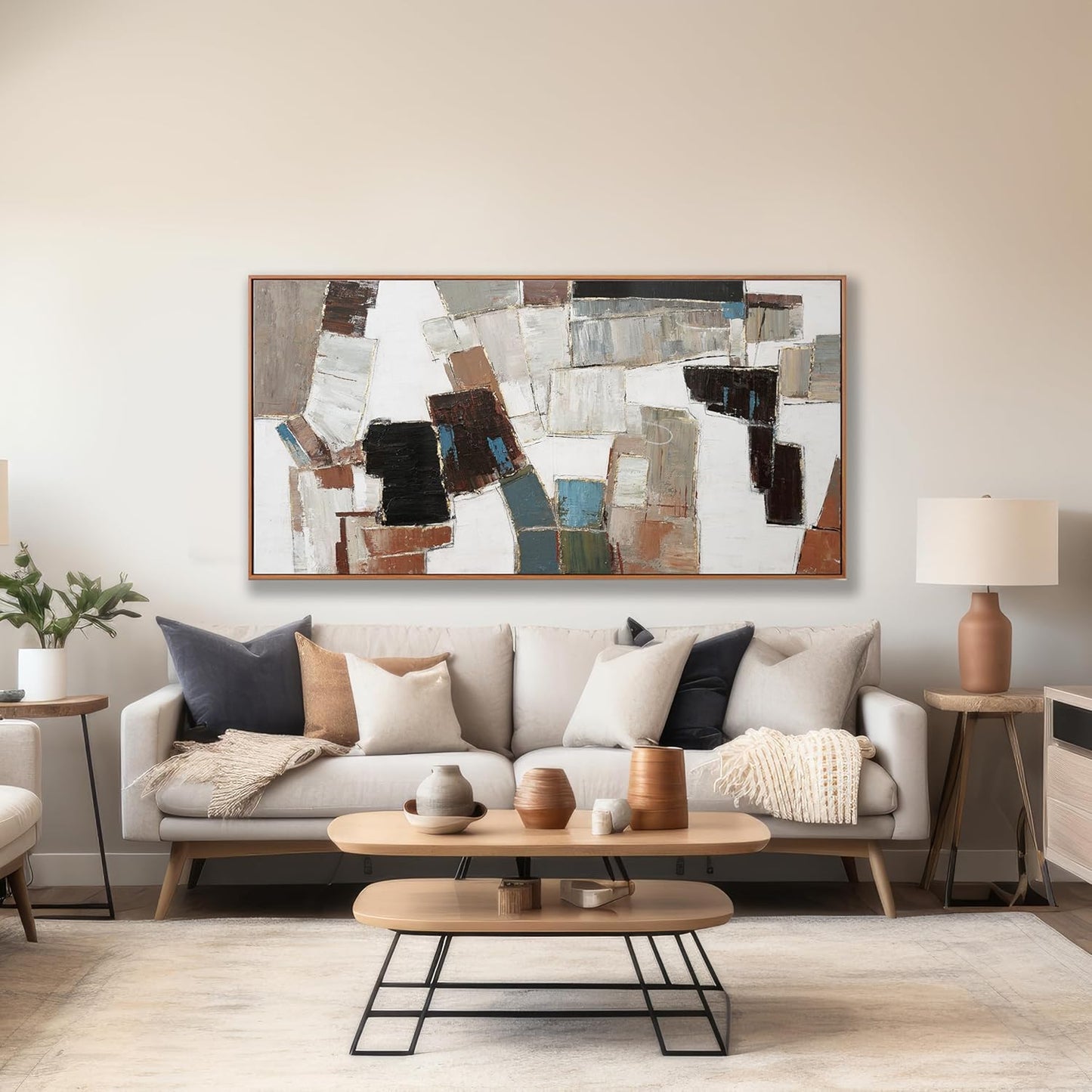 Abstract Wall Art Canvas Minimalist Geometric Line Art Painting Modern Artwork Wall Decor Modern Minimalism Artwork For Living Room Bedroom Dining Room Office 24x48 Inch Framed