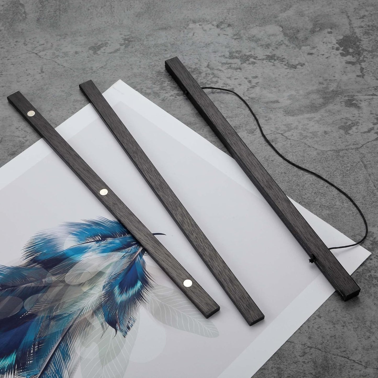 FALAMON Magnetic Poster Hanger Frame,52x20 52x32 52x36 Teak Wood Magnet Poster Frame for Posters,Prints,Photos,Pictures,Maps,Scrolls,and Canvas Artwork(Black,52")