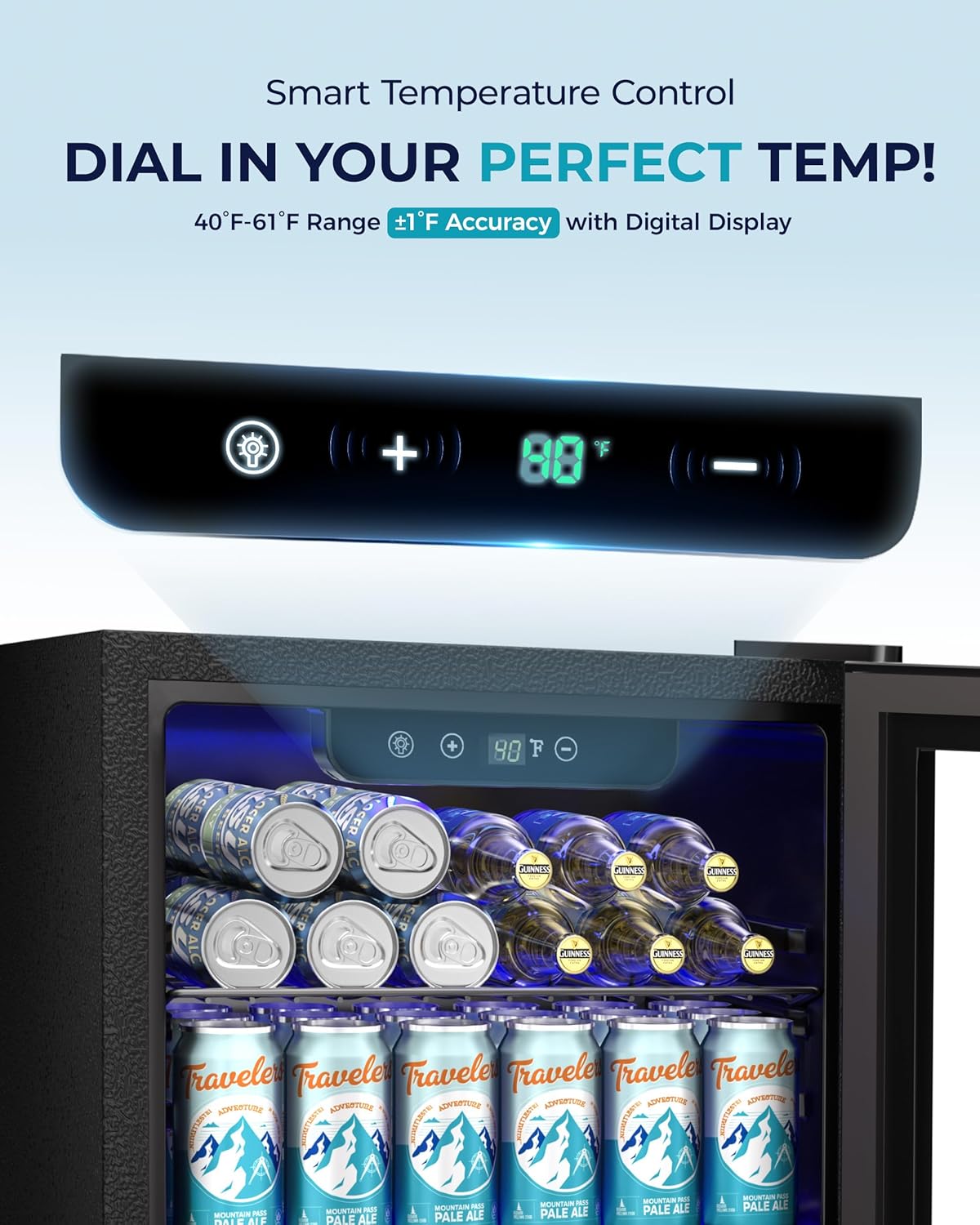 EUHOMY Beverage Refrigerator Cooler - 68 Can Mini Fridge with Glass Door for Soda, Beer, Wine, Small Refrigerator with Digital Temperature Control and Adjustable Shelves for Home Office Bar, 1.7 Cu.ft