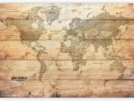 artgeist Wall Mural World Map 116x83 in - XXL Peel and Stick Self-Adhesive Wallpaper Removable Large Sticker Foil Wall Decor Print Picture Image Design Map of The World k-A-0218-a-a