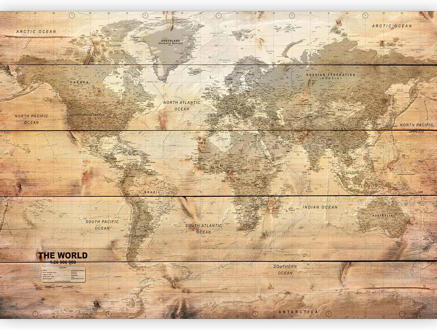 artgeist Wall Mural World Map 79x55 in - XXL Non-Woven Wallpaper Fleece Wall Decor Photo Print Picture Image Design Home Map of The World k-A-0218-a-a