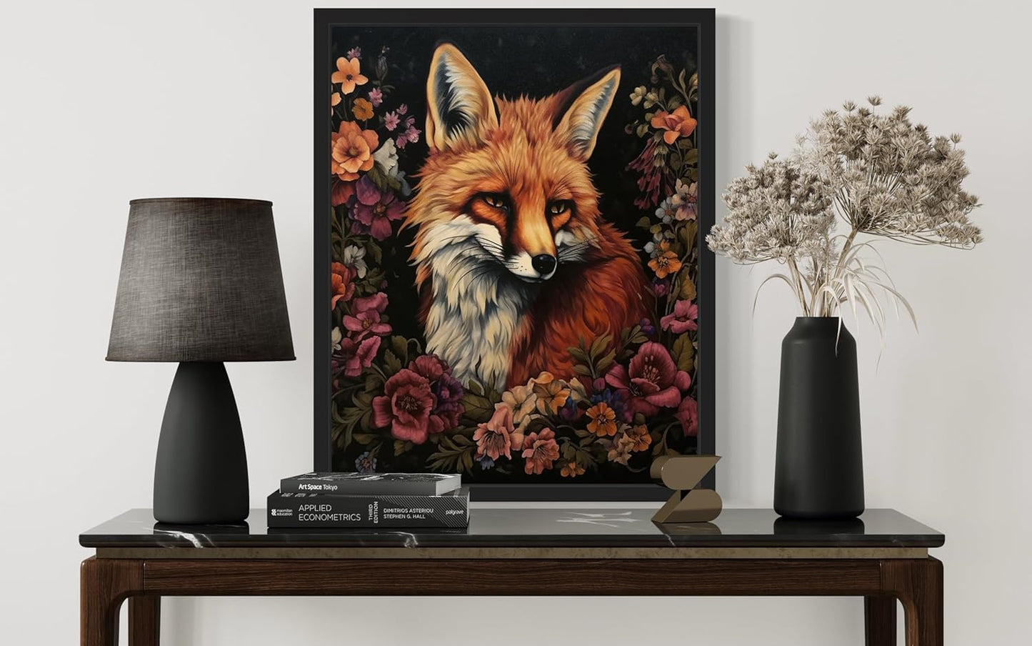 Fox and Flower Poster Art Print, Halloween Scary Vintage Wall Art Academia Spooky Painting Decoration for Horror Prints, Gothic Posters Bedroom Decor 89 (Fox and Flower, 11 x 14 inches, Unframed)