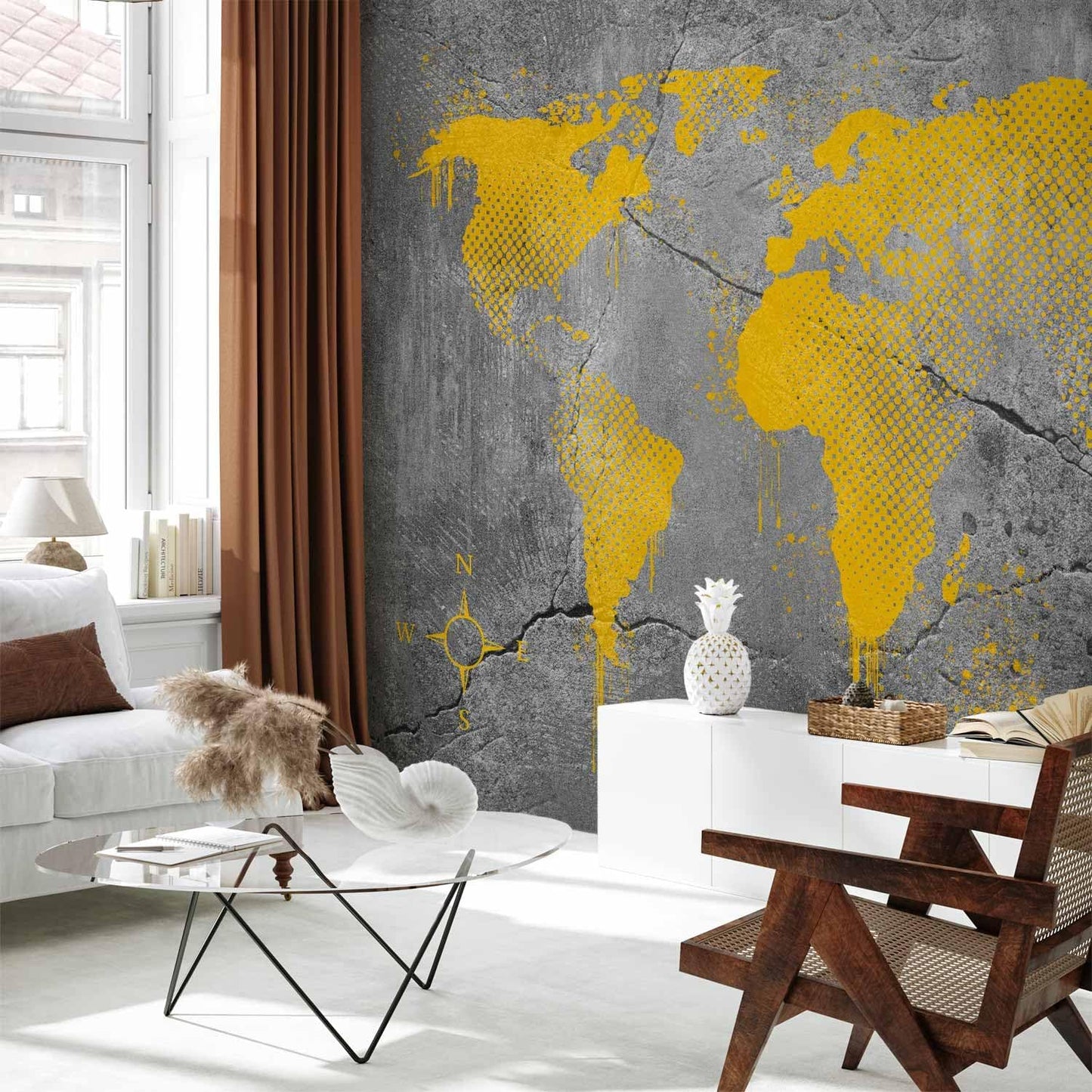artgeist Wall Mural World Map 157x110 in - XXL Non-Woven Wallpaper Fleece Wall Decor Photo Print Picture Image Design Map of The World k-A-0494-a-a