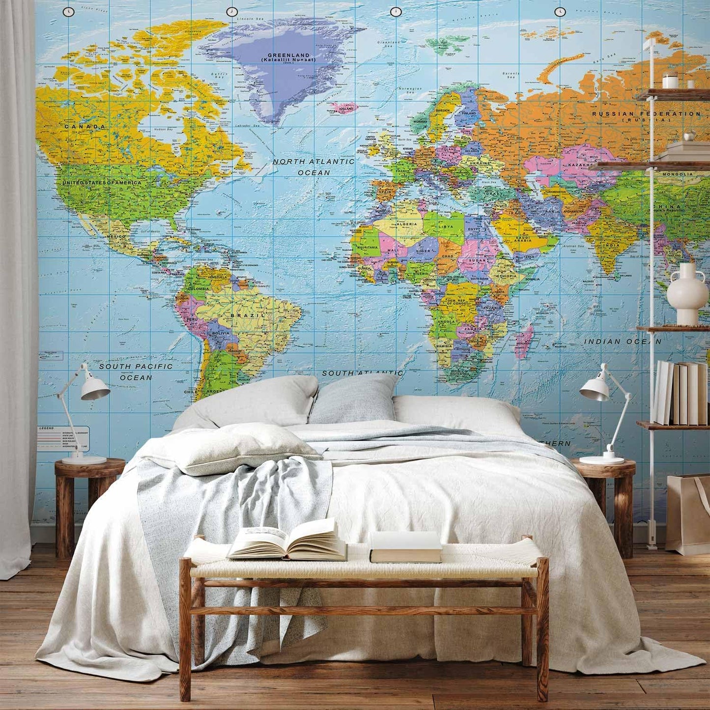 artgeist Wall Mural World Map 193x110 in - XXL Peel and Stick Self-Adhesive Foil Wall Mural Removable Sticker Premium Print Picture Image Design Home Decork-A-0094-x-a