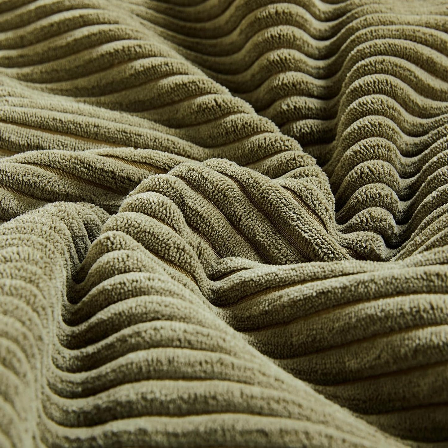 Fancy Homi 2 Packs Olive Green Samll Decorative Throw Pillow Covers 14x14 Inch with for Couch Bed Sofa, Rustic Farmhouse Boho Home Decor, Soft Corss Patchwork Corduroy Square Cushion Case 35x35 cm