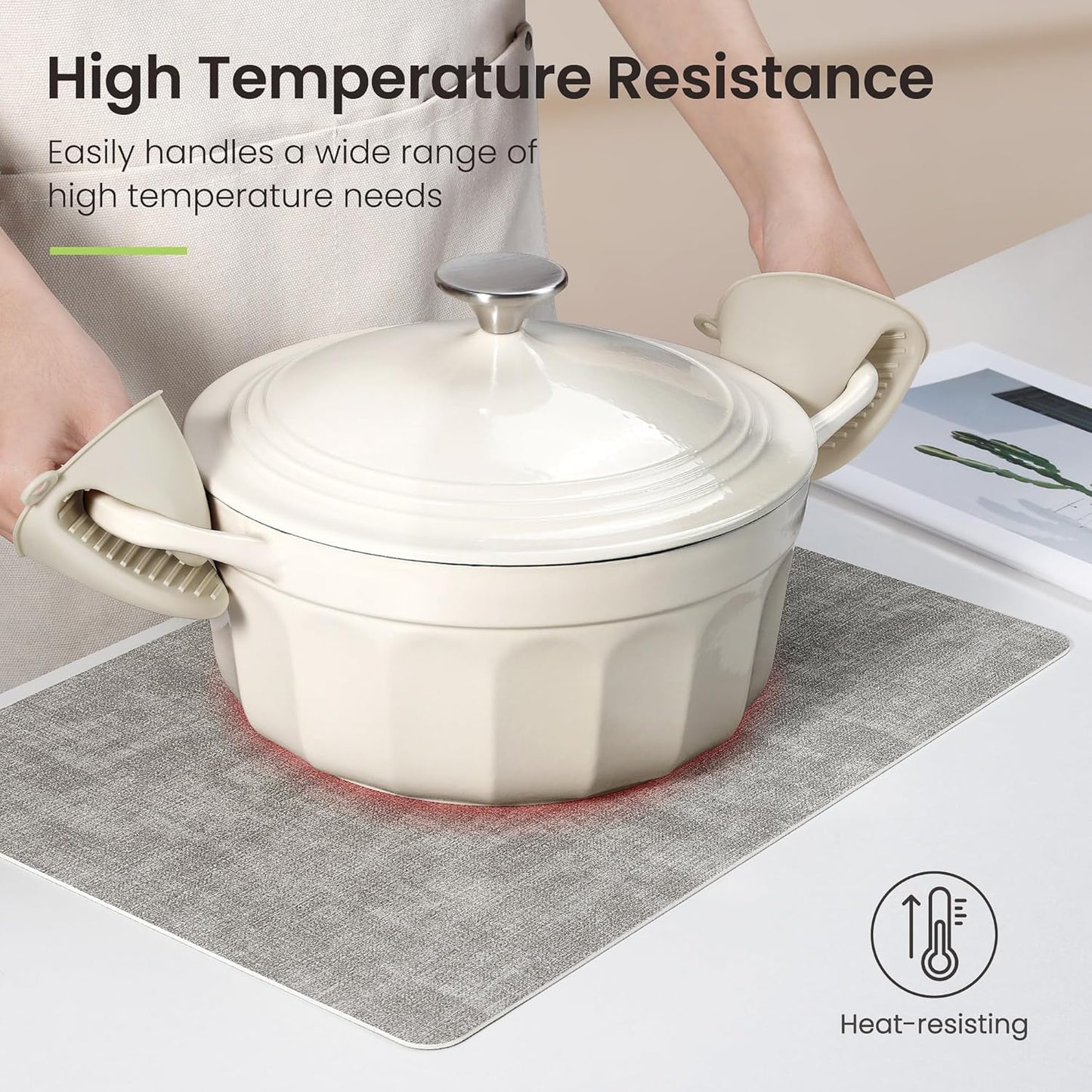 Faux Leather Dual Sided Placemats Set of 6, Square Non-Slip Heat Resistant Placemats with Coaster, Reversible wipeable Waterproof Table Mats for Kitchen, Dining, Outdoor (6, Black Light Gray)