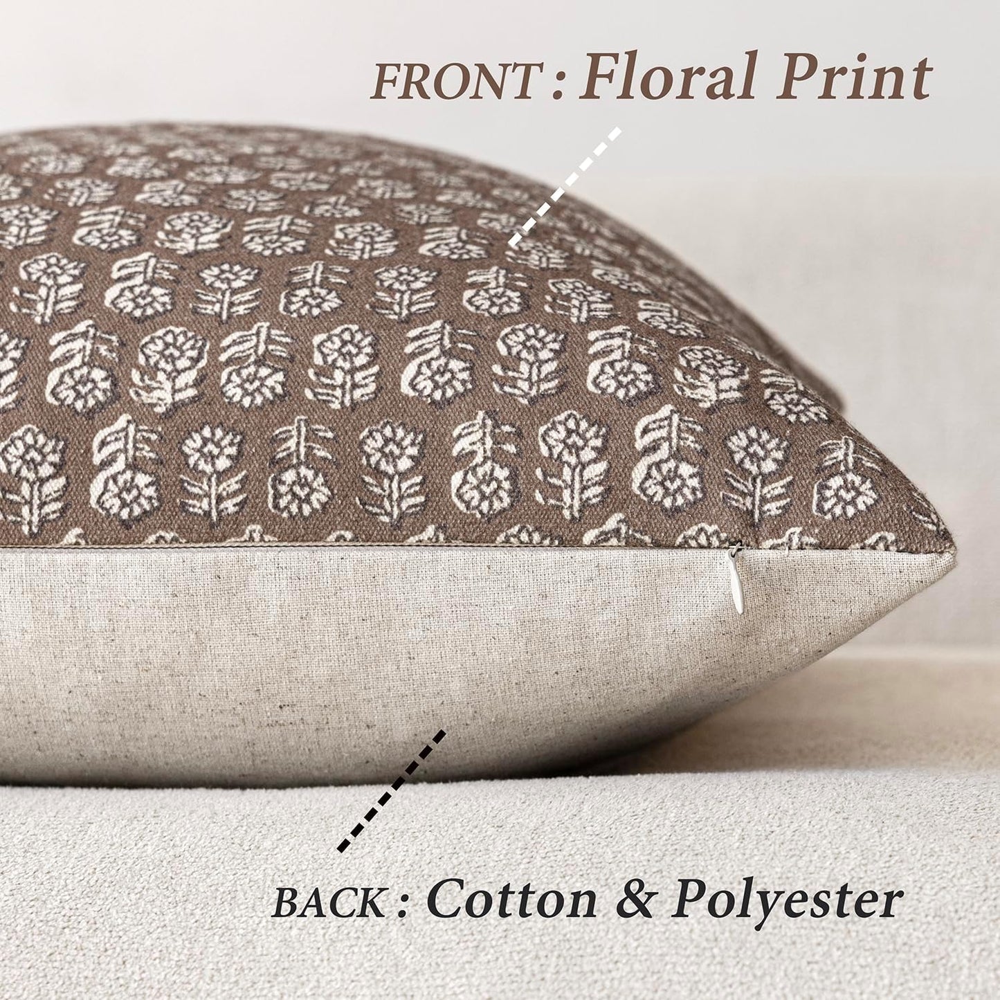 Foindtower Set of 2 Decorative Floral Long Body Lumbar Throw Pillow Covers Vintage Accent Farmhouse Cushion Covers Neutral Home Decor for Sofa Couch Chair Bedroom Living Room Outdoor,14×36 Inch,Brown