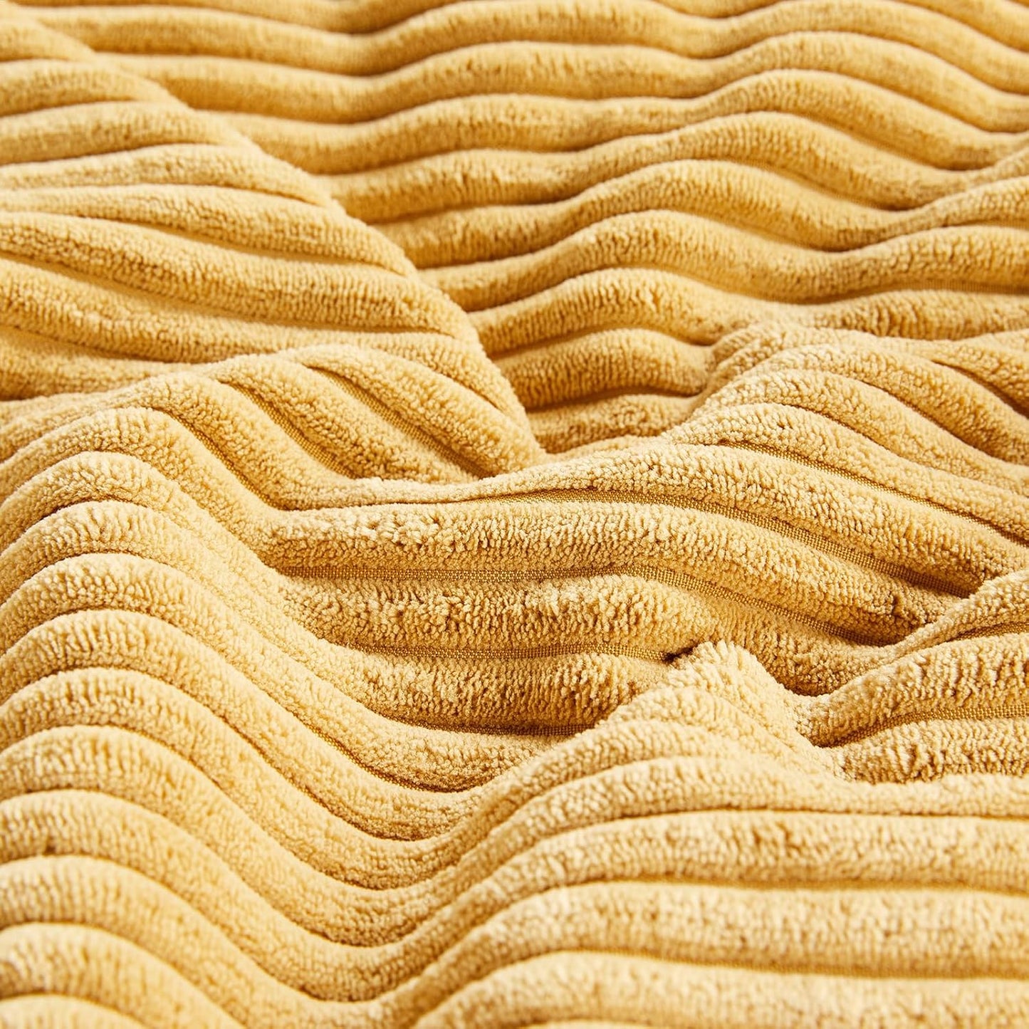 Fancy Homi 2 Packs Gold Yellow Lumbar Decorative Throw Pillow Covers 14x24 Inch for Couch Bed Sofa, Rustic Farmhouse Boho Spring Home Decor, Soft Striped Corduroy Rectangle Accent Cushion Case 35x60cm