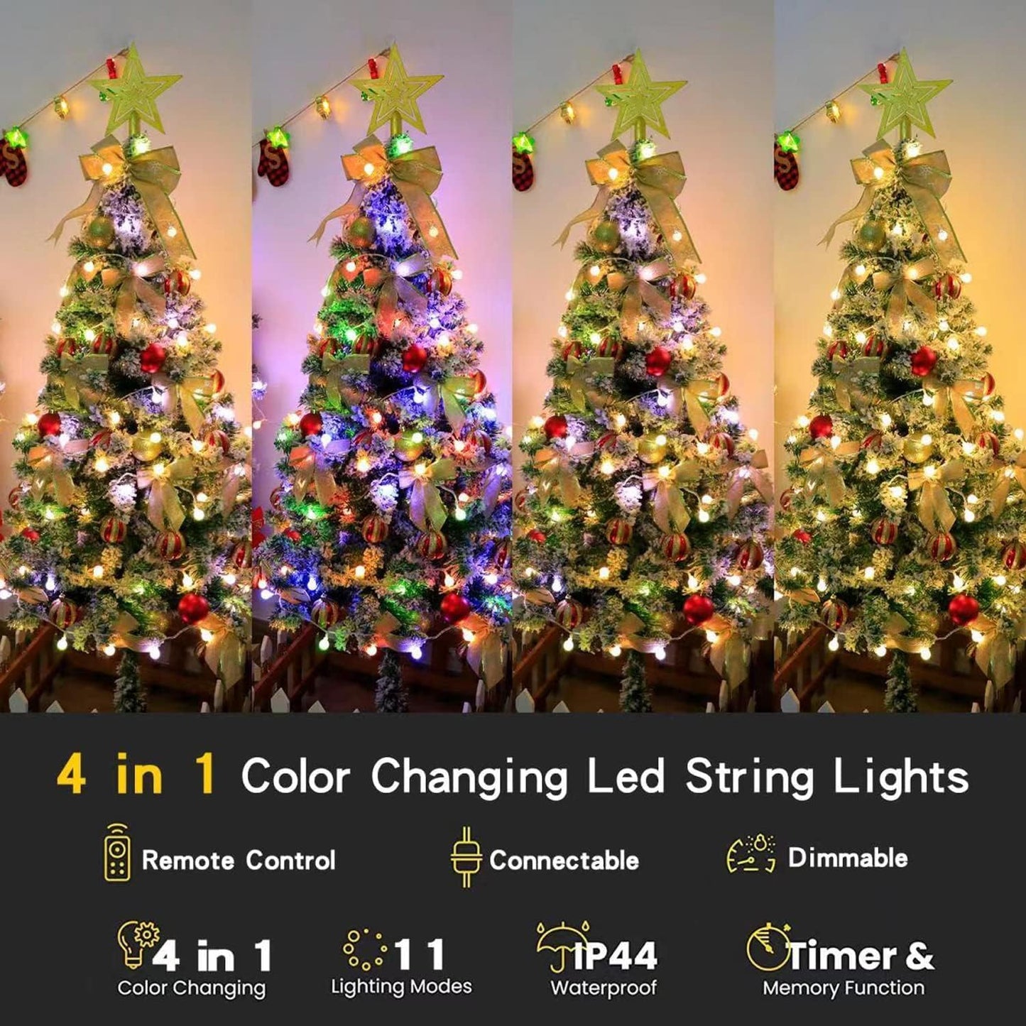 Globe String Lights,Multicolor 116 Feet 200 led 11 Lighting Modes Fairy String Lights with Remote,Waterproof Mini Globe Lights Decorn for Indoor Outdoor Party Wedding Christmas Tree Garden