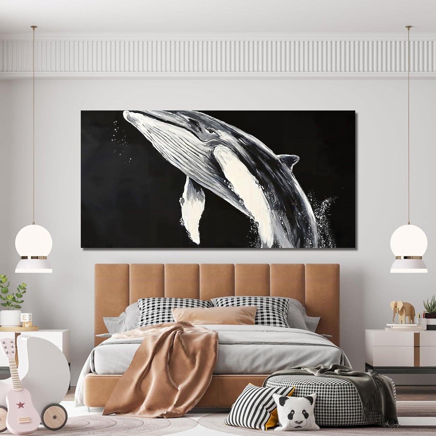 AIXMGSJS Canvas Wall Art Decor Large Black and White Wall Art Prints Minimalist Wall Art for Living Room Large Modern Canvas Art Wall Decor Whales Artwork for Walls Home Office Decor 29" X 58"